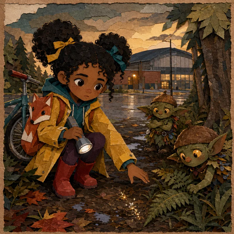 Luna et les gobelins — illustration en papier découpé